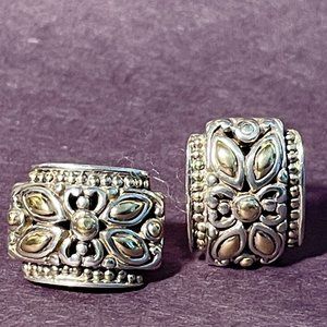 John Hardy Earrings Jaisalmer Dot Rectangle Drop Omega Back Sterling